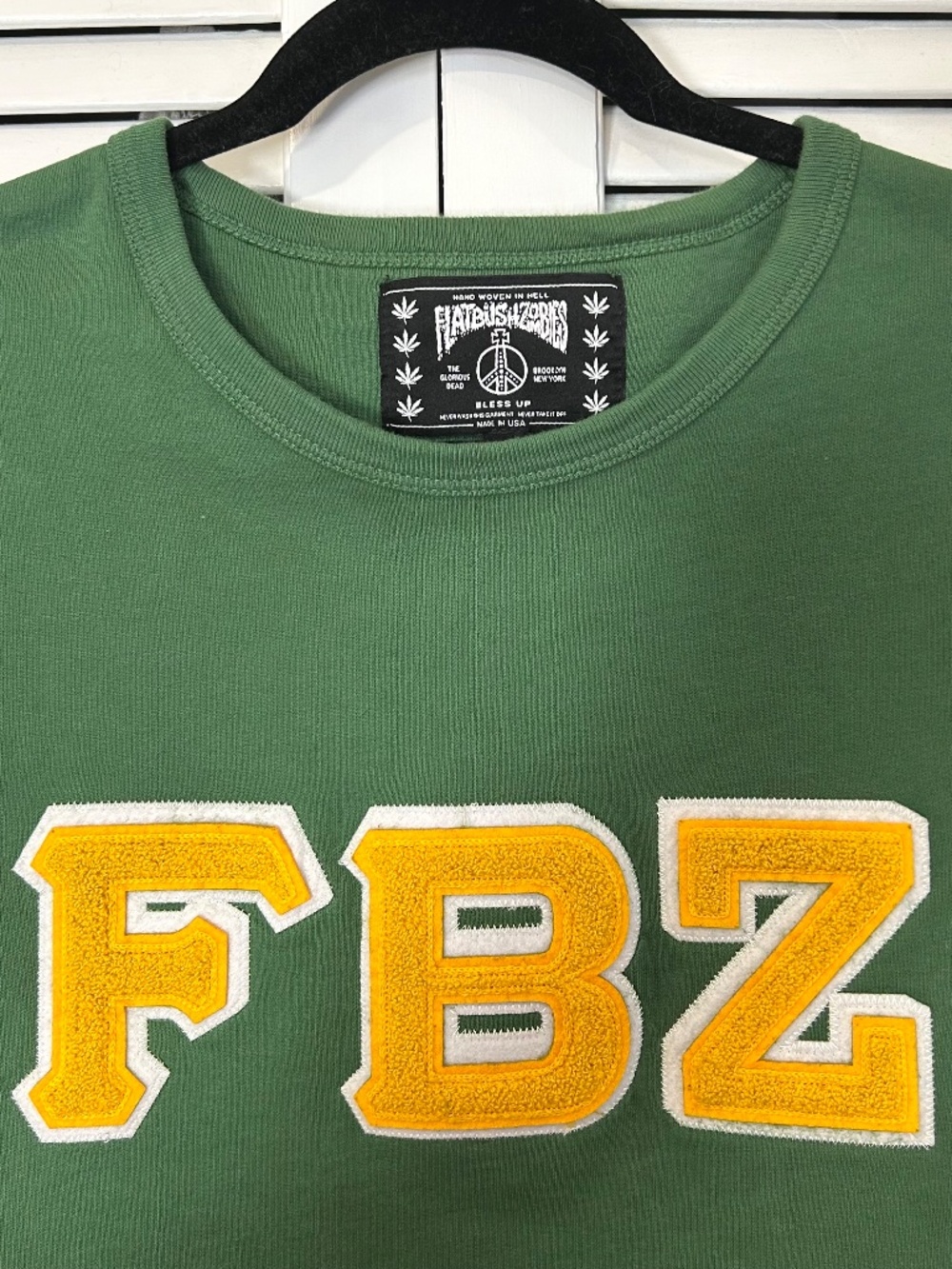 Flatbush Zombies Medium FBZ Green Collegiate Sweatshirt with Rose Graphic - Picture 2 of 5